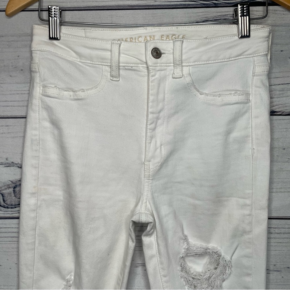 American Eagle outfitters white ripped super high-rise jagging size 4 - Picture 5 of 16